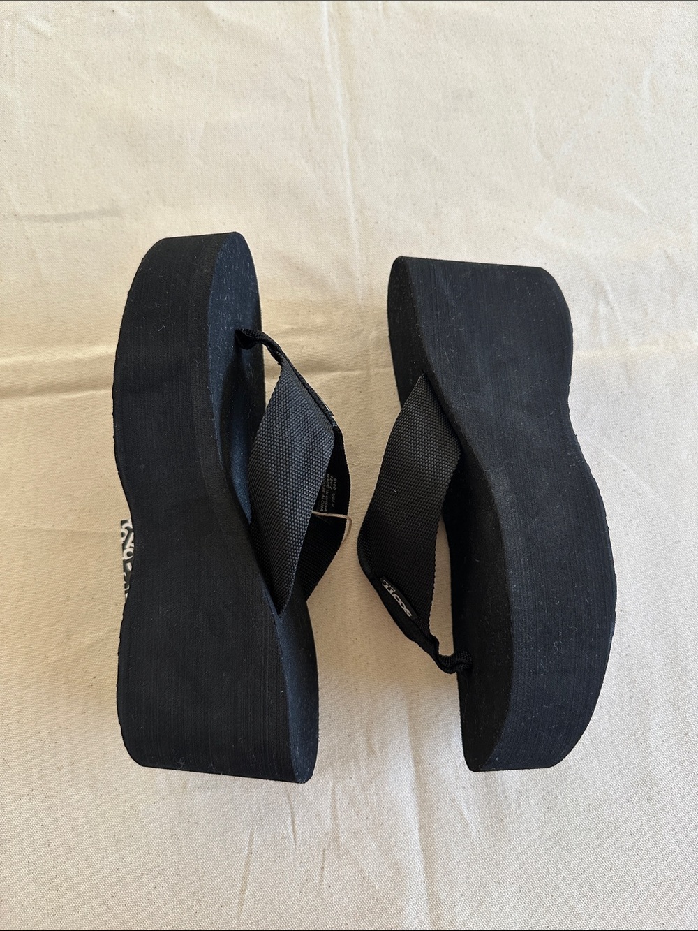 Scott Black Wedge Flip Flop Sandals for Women - Picture 2 of 9